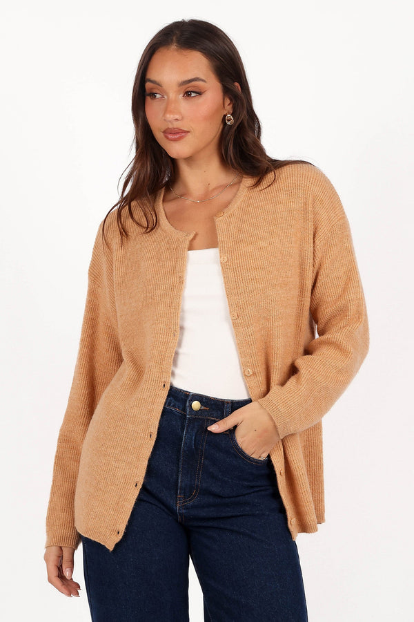 Astor Classic Button Up Cardigan - Caramel