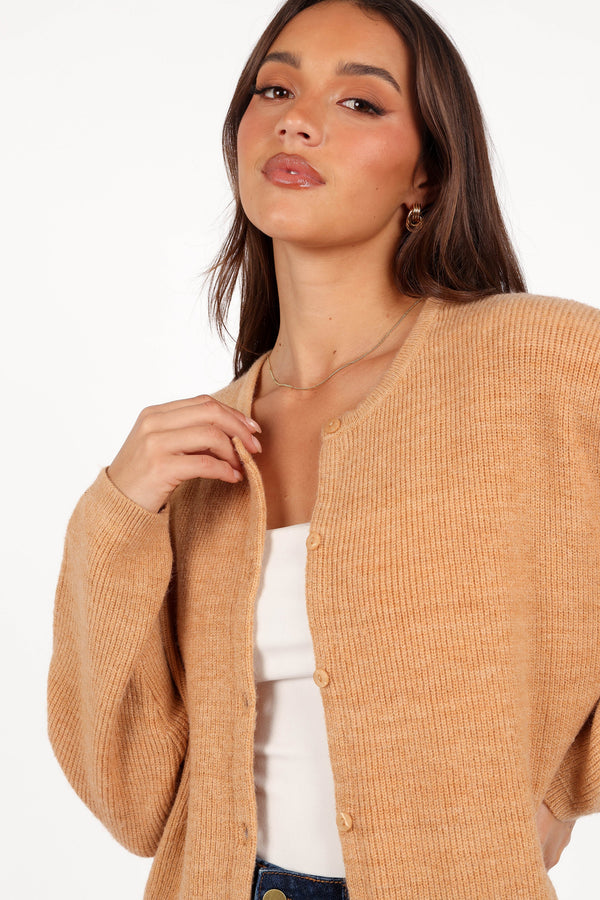 Astor Classic Button Up Cardigan - Caramel