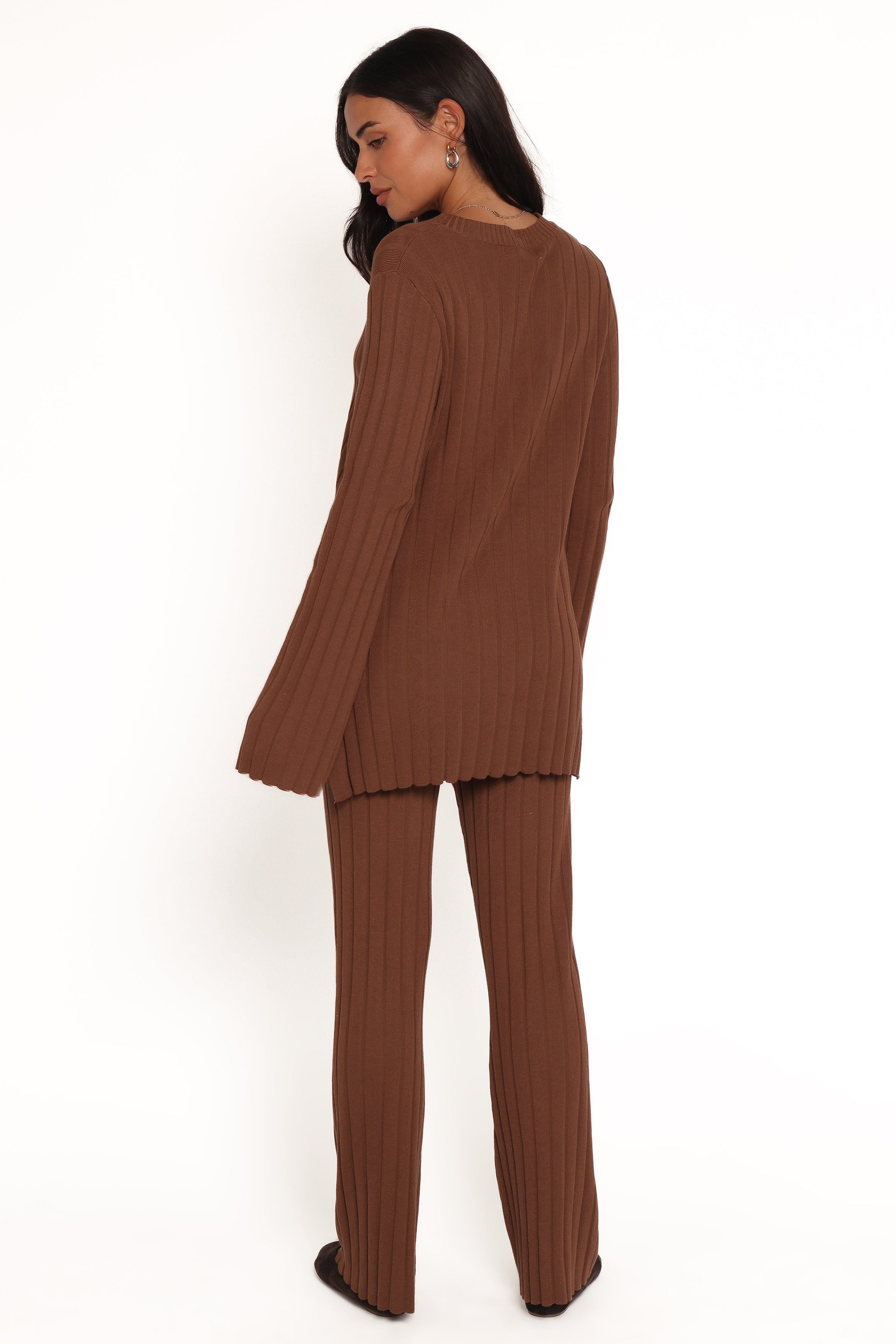 Silvie Long Sleeve Knitted Set - Chocolate
