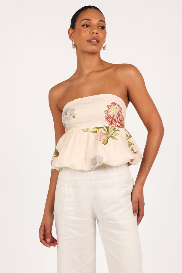 TOPS @Aurelie Strapless Top - Native Flora