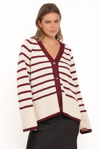 Aydee Cardigan - Cherry Stripe