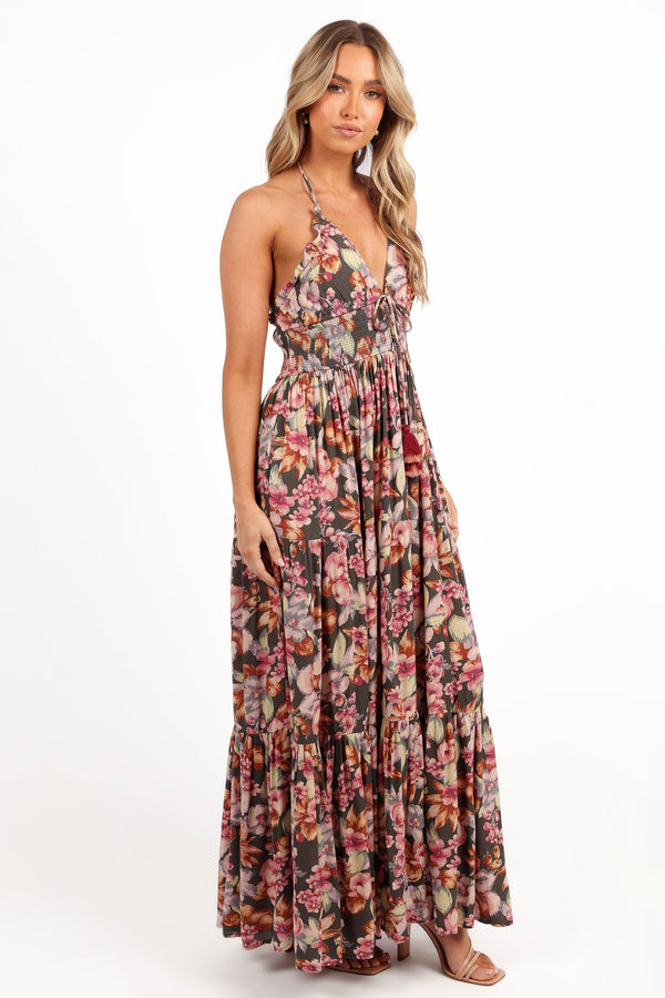 Benson Maxi Dress - Dark Green/Multi