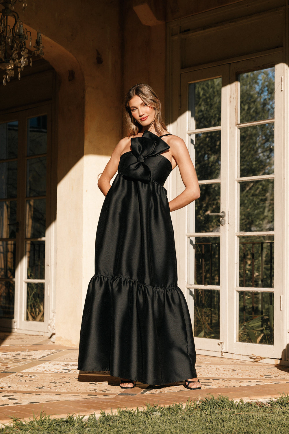 Betina Bow Front Maxi Dress - Black