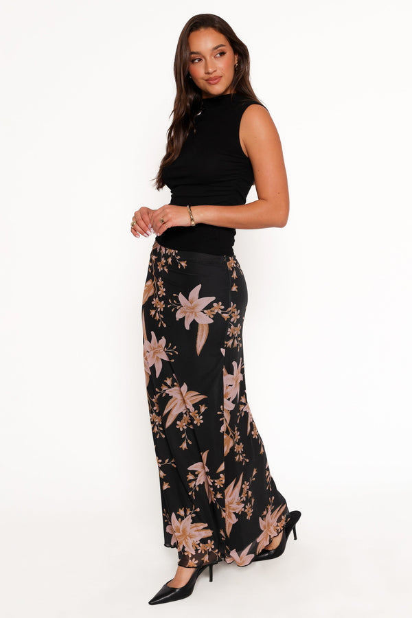 Bloise Maxi Skirt - Black Floral