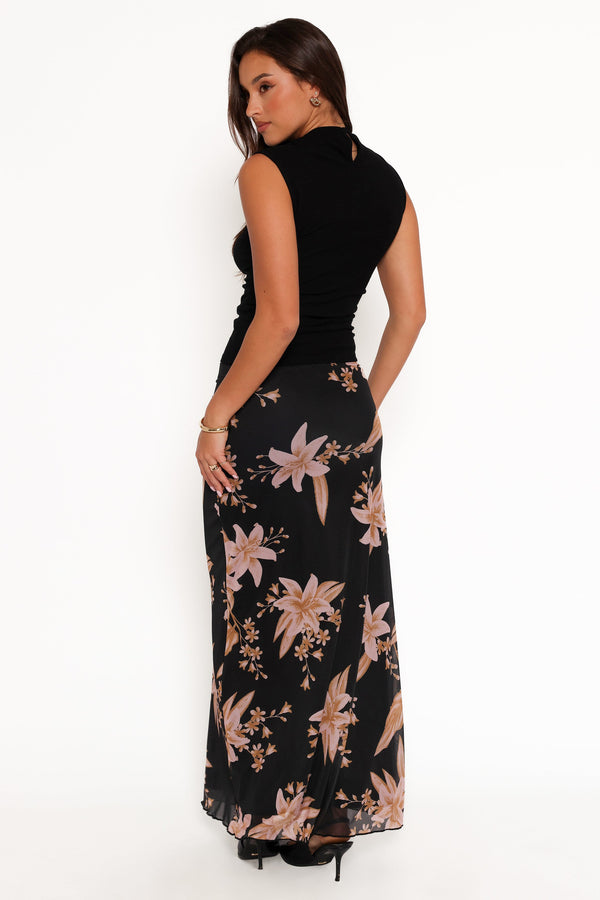 Bloise Maxi Skirt - Black Floral