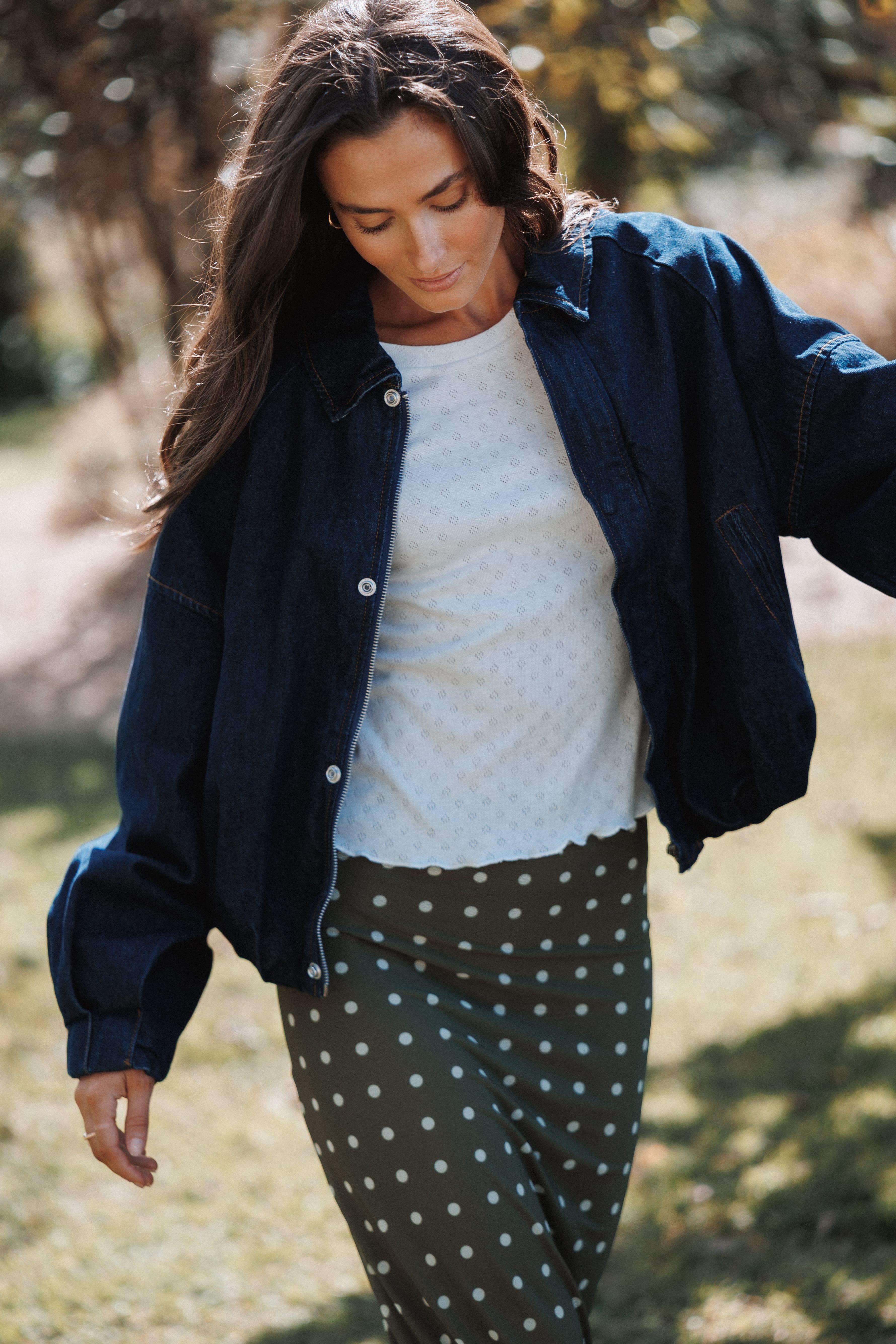 Janet Bomber Jacket - Dark Denim Wash