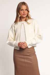 Bloom Pearl Knit Cardigan - Cream