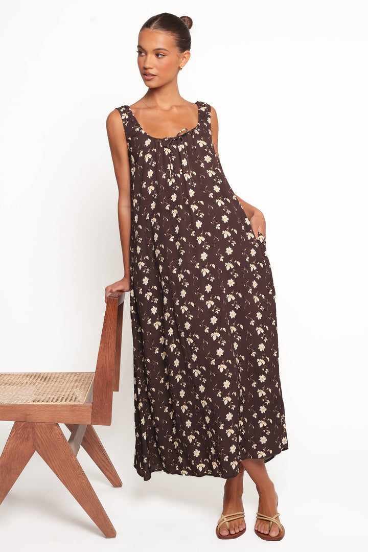 Bowman Maxi Dress - Brown Floral