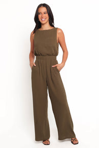 Brenna Cotton Jumpsuit - Olive