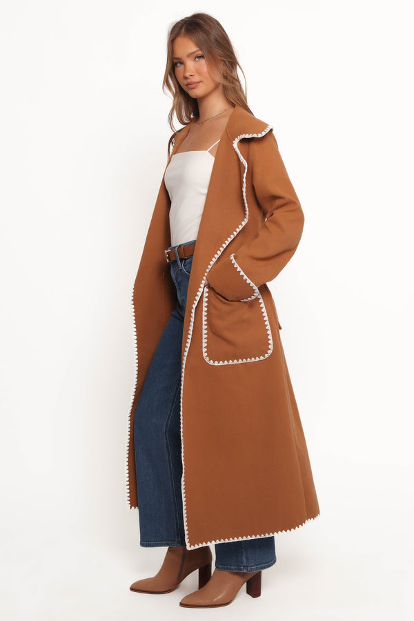 Brexley Contrast Hem Coat - Tan