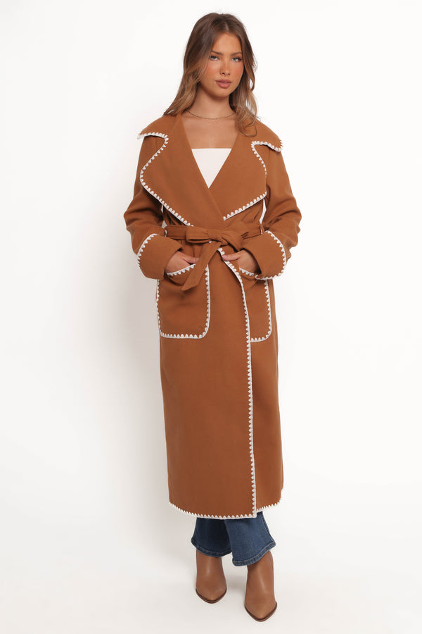 Brexley Contrast Hem Coat - Tan