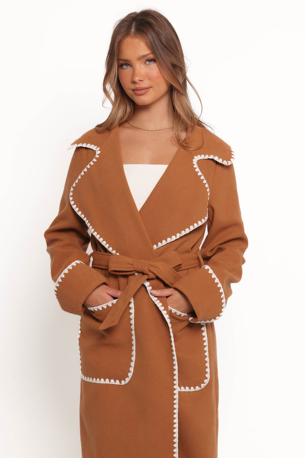 Brexley Contrast Hem Coat - Tan