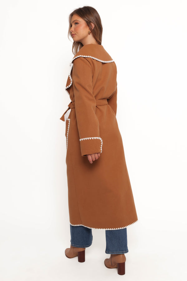 Brexley Contrast Hem Coat - Tan