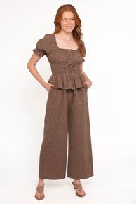 Bridget Jumpsuit - Taupe Purple Floral