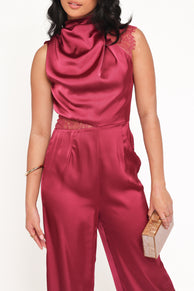 Brinley One Shoulder Jumpsuit - Berry