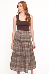 Campbell Tiered Maxi Skirt - Juno Check