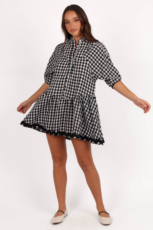 Carolina Mini Dress - Black/White Gingham