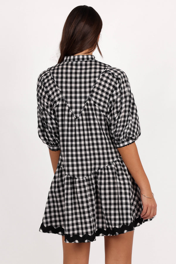 Carolina Mini Dress - Black/White Gingham