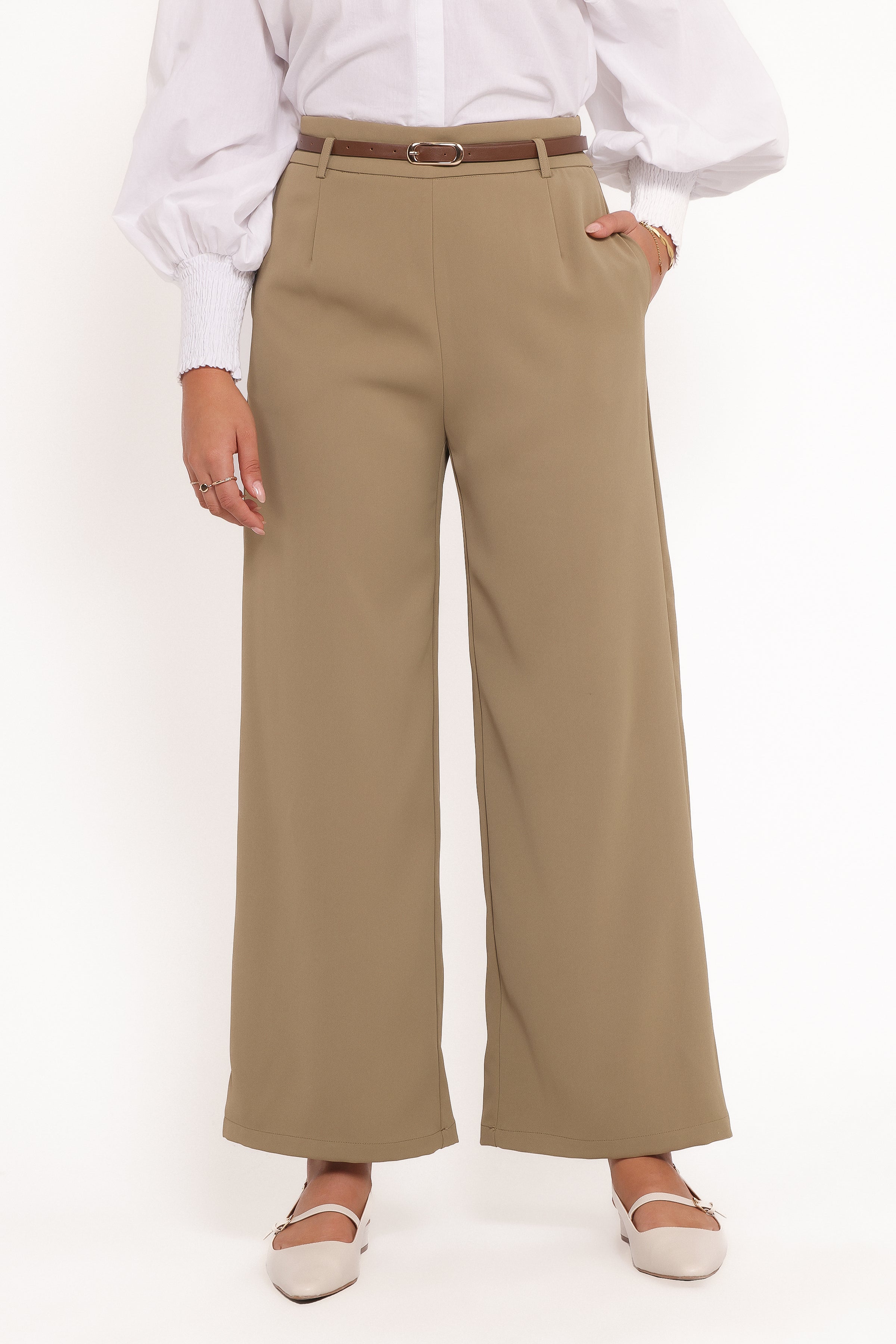 Ceres Belted Wide Leg Pant - Olive