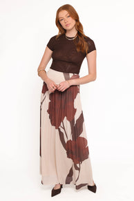 Cascade Maxi Skirt - Cream Brown Floral