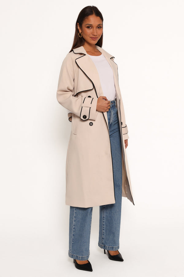 Cayenne Contrast Binding Trench Coat - Beige