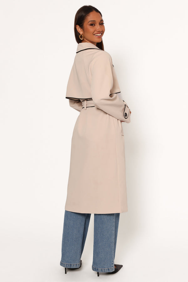 Cayenne Contrast Binding Trench Coat - Beige