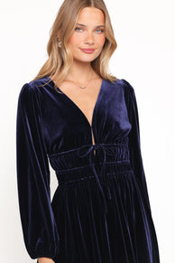 Cece Velvet Long Sleeve Maxi Dress - Midnight Blue