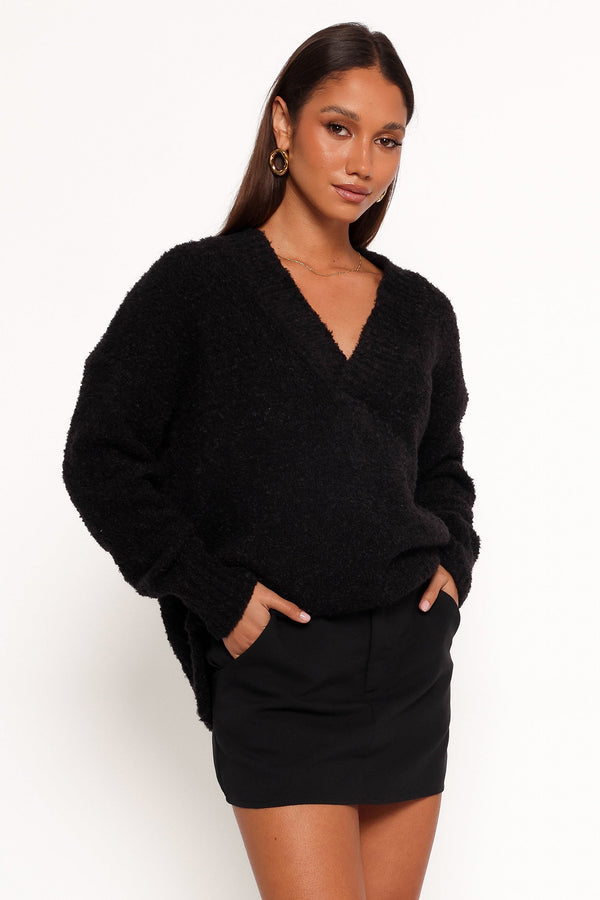 Charisma Vneck Knit Sweater - Black