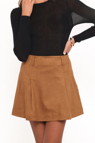 Charles Faux Suede Mini Skirt - Camel