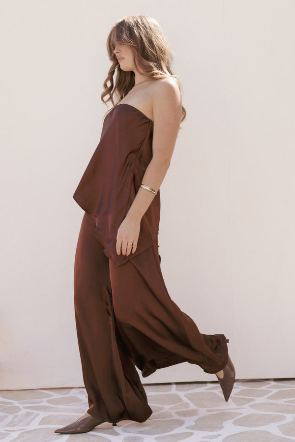 Charmer Wide Leg Pant - Dark Brown