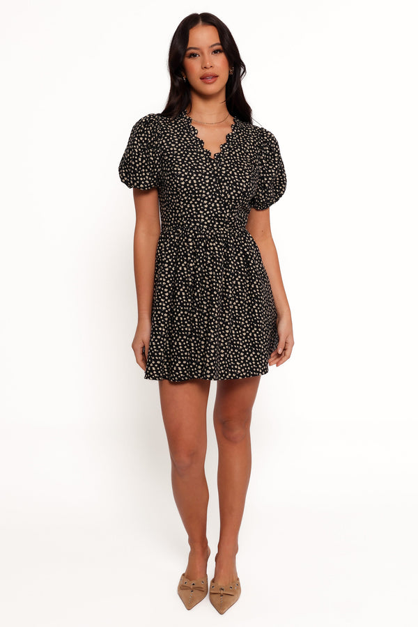 Chelsey Mini Dress - Black/Cream Floral