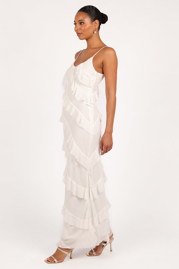 Ciao Ruffles Maxi Dress - Cloud White