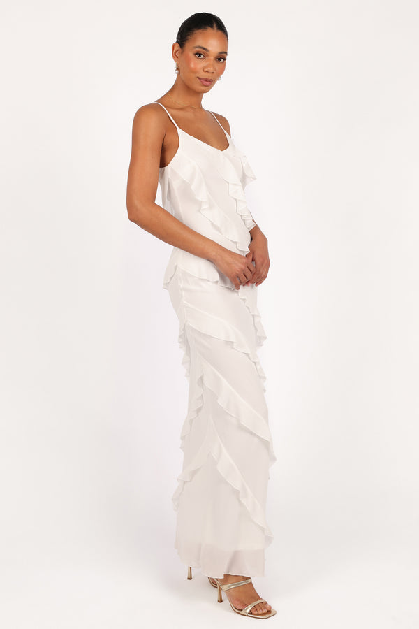 Ciao Ruffles Maxi Dress - Cloud White