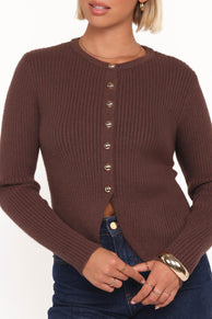 Circe Cardigan Top - Chocolate