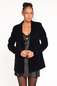 Clive Velvet Blazer - Navy