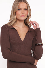 Collins Long Sleeve Midi Dress - Chocolate