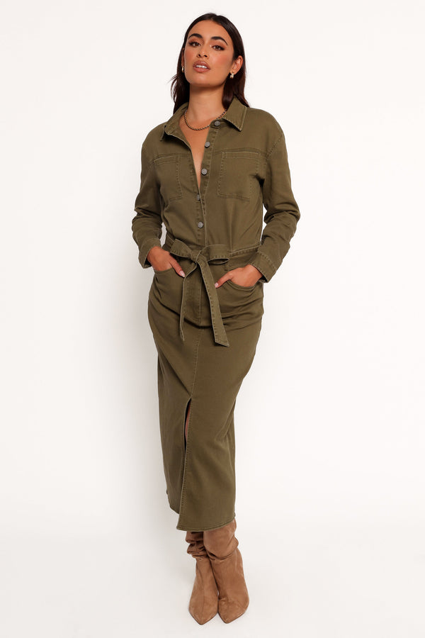 Cortney Long Sleeve Maxi Dress - Olive