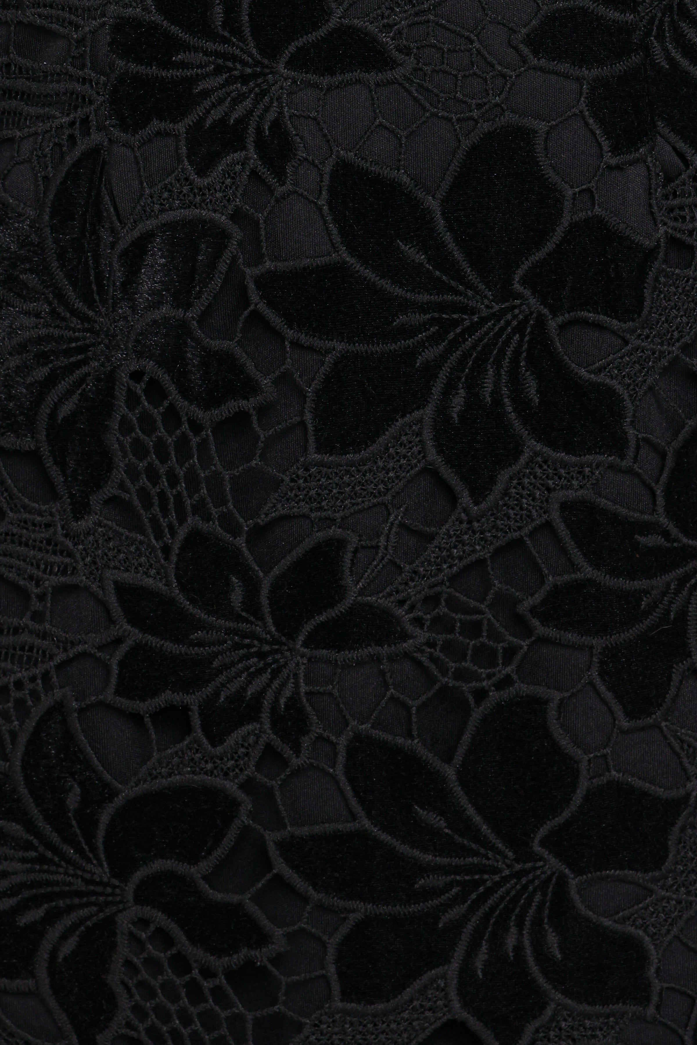 Cynthia Velvet Lace Mini Dress - Black