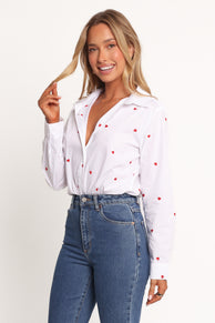 Cyra Heart Top - White Red