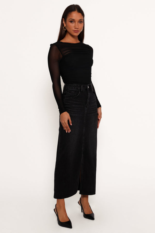 Dana Denim Midi Skirt - Black Wash