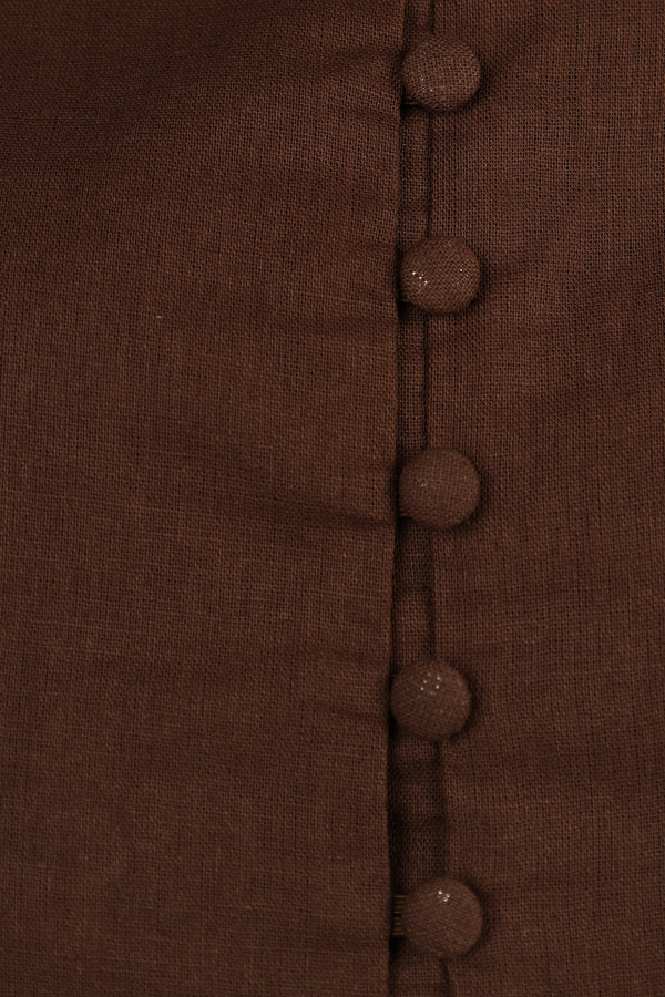 Daniella Linen Vest - Chocolate Brown