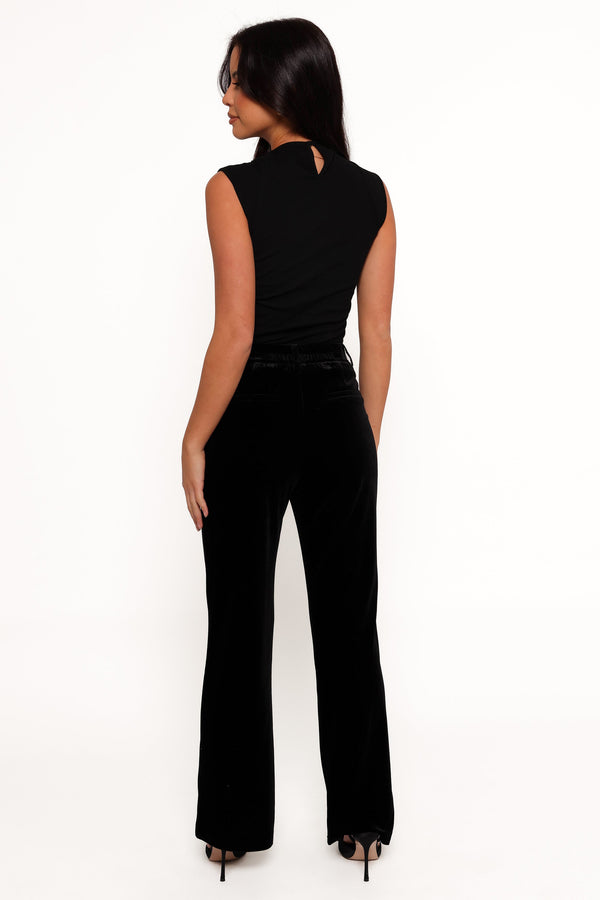 Darla Velvet Wide Leg Pants - Black