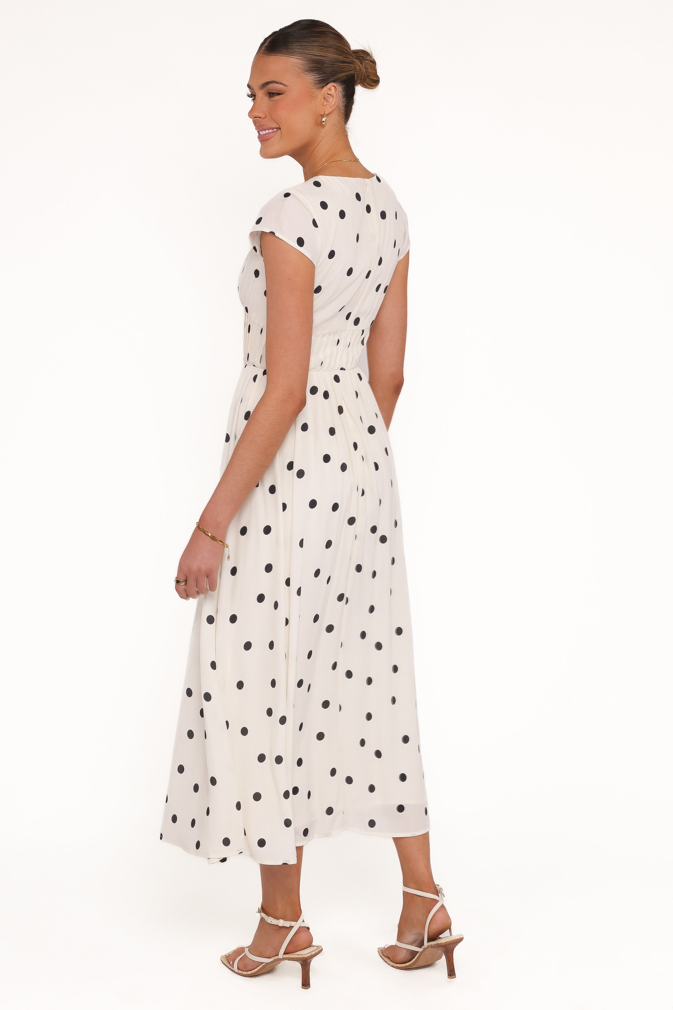 Darline Midi Dress - White Polka Dot