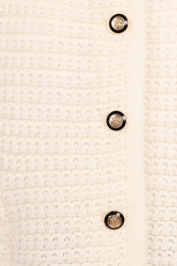 Decket Button Front Cardigan - White