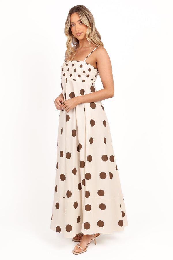 Deenie Maxi Dress - Chocolate Brown Spot