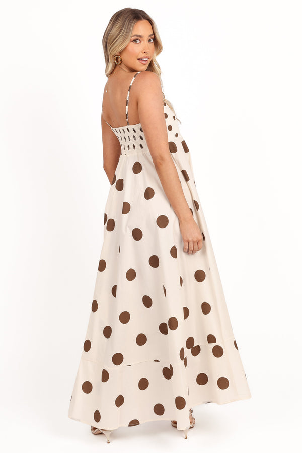 Deenie Maxi Dress - Chocolate Brown Spot