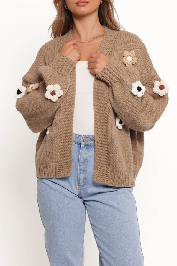 Delaro Flower Cardigan - Brown