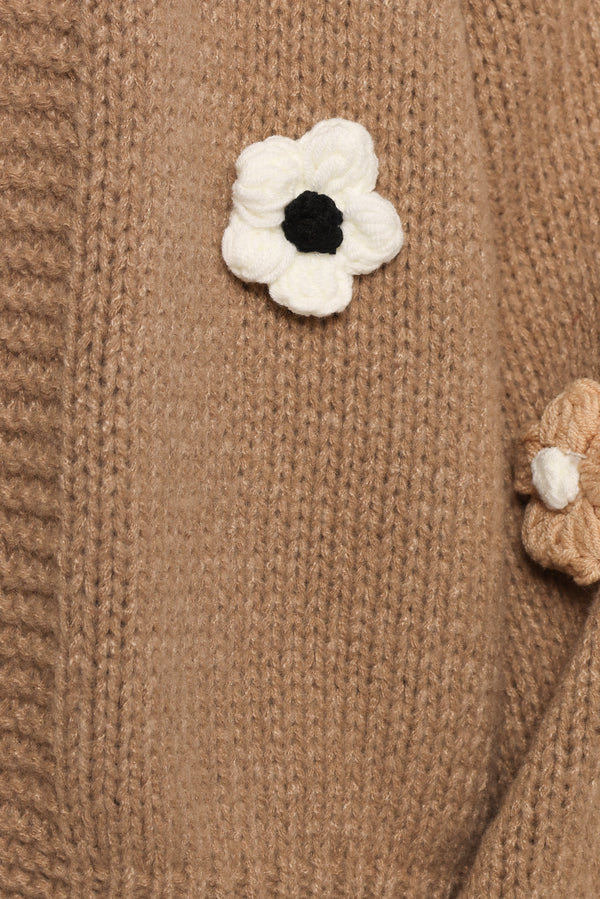 Delaro Flower Cardigan - Brown