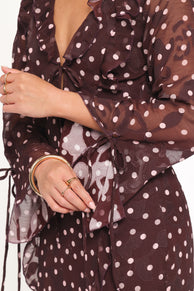 Delta Maxi Dress - Plum Polka Dot