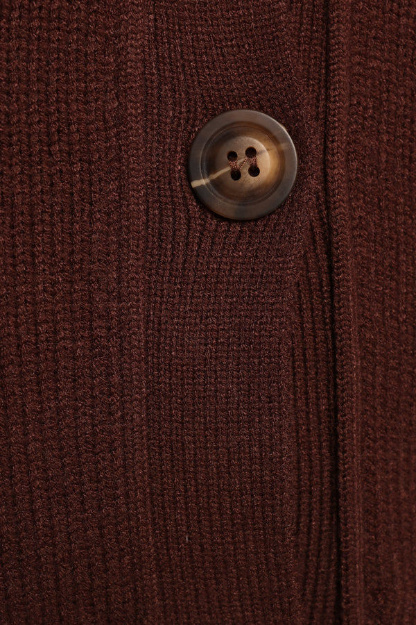 Eden Button Front Cardigan - Brown